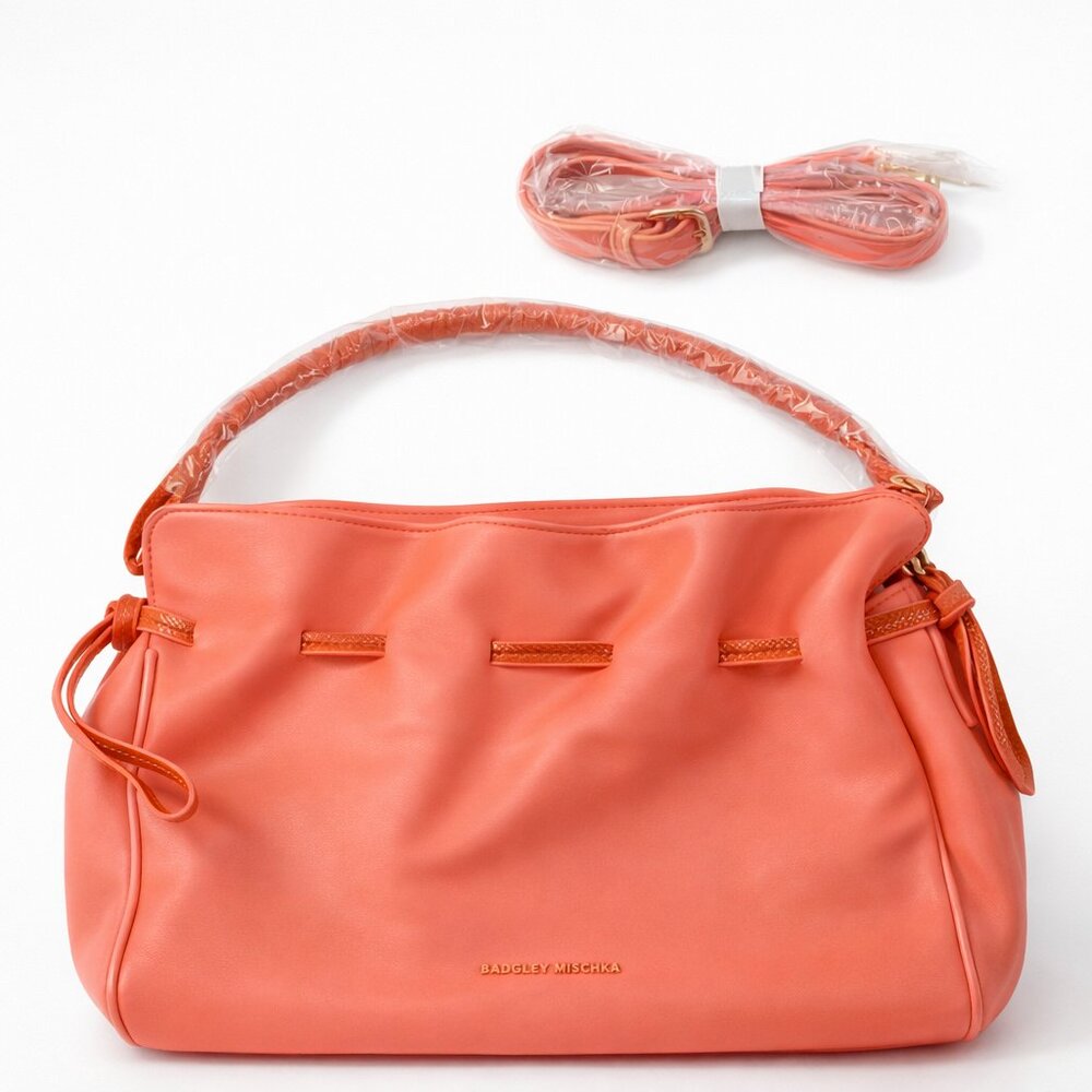 Gorgeous Vegan Leather Badgley Mischka Coral Shoulder Bag NWT - Picture 4 of 11